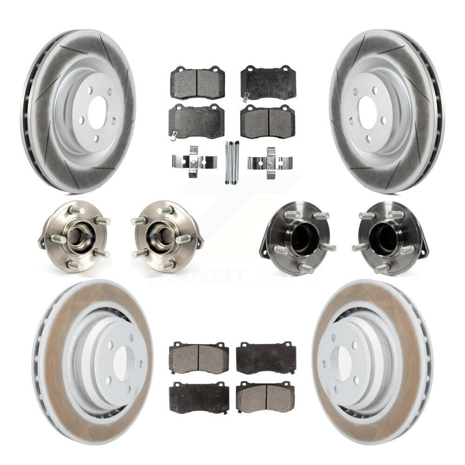Front Rear Hub Bearings Assembly Coated Disc Brake Rotors And Ceramic Pads Kit (10Pc) For 2012 Chrysler 300 SRT8 with RWD With Heavy Duty Brakes KBB-112696