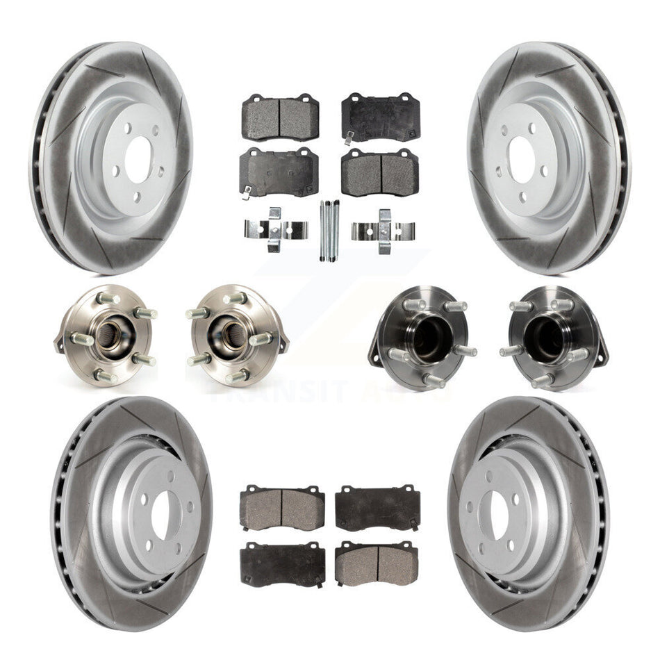 Front Rear Hub Bearings Assembly Coated Disc Brake Rotors And Ceramic Pads Kit (10Pc) For 2012 Chrysler 300 SRT8 with RWD With Heavy Duty Brakes KBB-112697