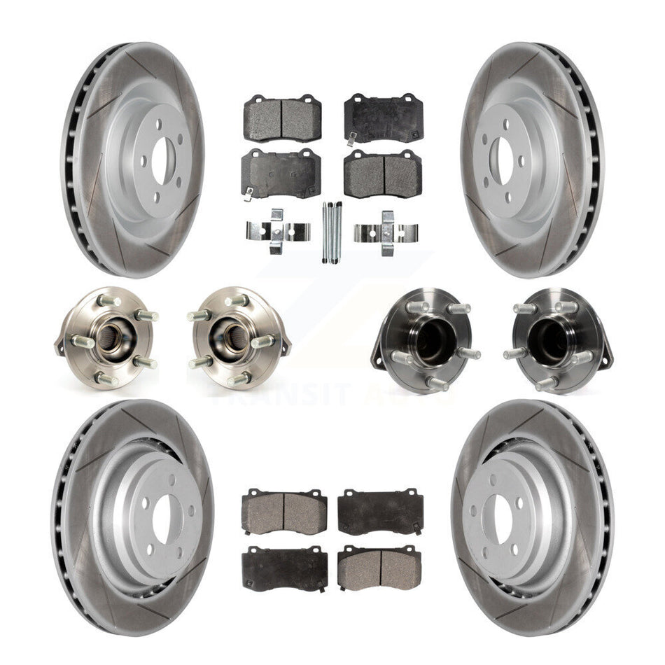 Front Rear Hub Bearings Assembly Coated Disc Brake Rotors And Ceramic Pads Kit (10Pc) For 2012 Chrysler 300 SRT8 with RWD With Heavy Duty Brakes KBB-112699