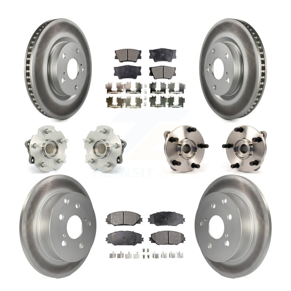 Front Rear Hub Bearings Assembly Coated Disc Brake Rotors And Ceramic Pads Kit (10Pc) For Toyota RAV4 With 3rd Row Seating KBB-112700