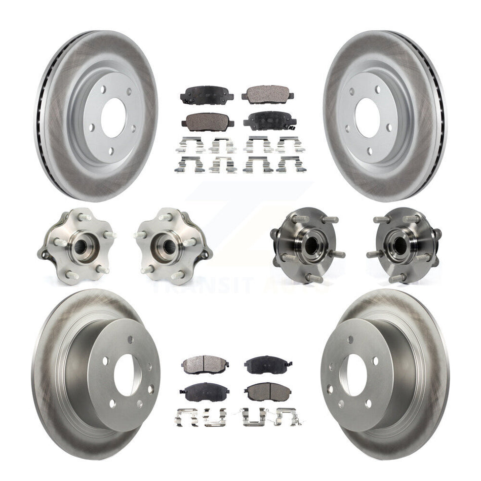 Front Rear Hub Bearings Assembly Coated Disc Brake Rotors And Ceramic Pads Kit (10Pc) For Nissan Juke KBB-112709