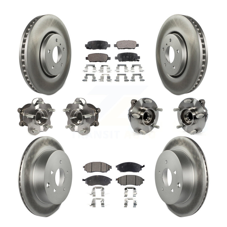 Front Rear Hub Bearings Assembly Coated Disc Brake Rotors And Ceramic Pads Kit (10Pc) For Infiniti FX35 QX70 INFINITI KBB-112718