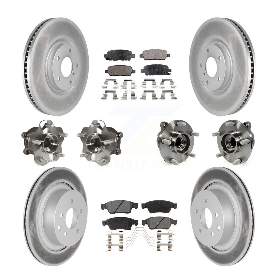 Front Rear Hub Bearings Assembly Coated Disc Brake Rotors And Ceramic Pads Kit (10Pc) For INFINITI G37 G35 Q60 KBB-112719