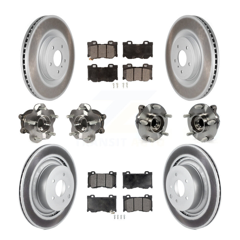 Front Rear Hub Bearings Assembly Coated Disc Brake Rotors And Ceramic Pads Kit (10Pc) For Infiniti G37 Nissan 370Z Q60 INFINITI KBB-112721