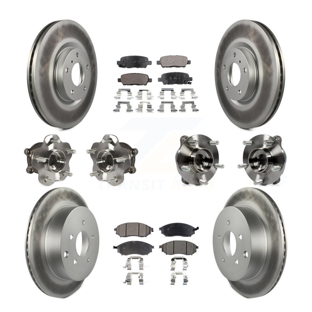 Front Rear Hub Bearing Coated Brake Rotor Pads Kit (10Pc) For 2015-2017 INFINITI QX70 AWD KBB-112725