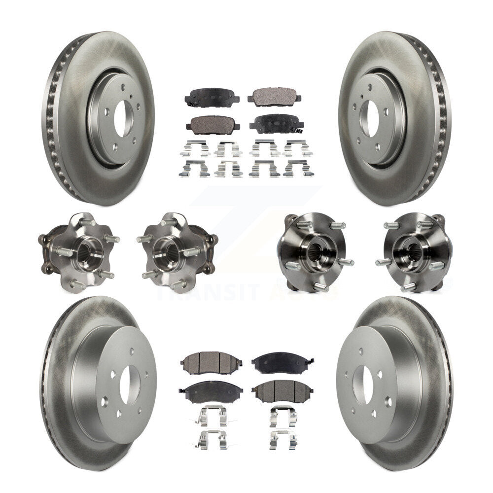 Front Rear Hub Bearing Coated Disc Brake Rotor Pads Kit (10Pc) For INFINITI FX35 FX37 AWD KBB-112727
