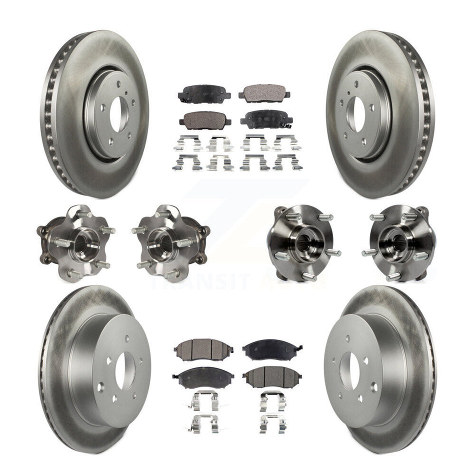 Front Rear Hub Bearing Coated Disc Brake Rotor Pads Kit (10Pc) For INFINITI FX35 FX37 AWD KBB-112727