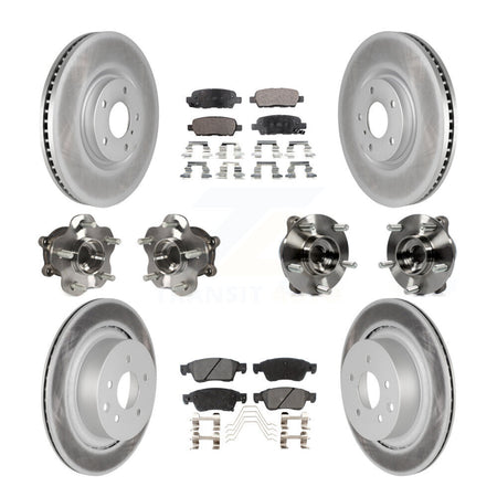Front Rear Hub Bearings Coated Disc Brake Rotors And Pads Kit (10Pc) For INFINITI G35 Q60 KBB-112728