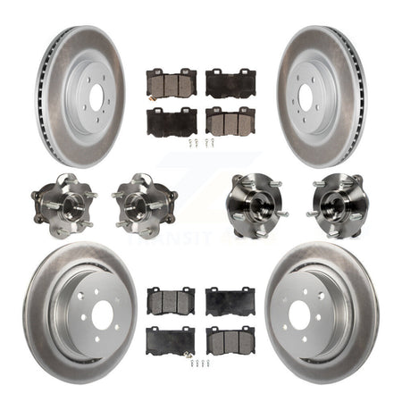 Front Rear Hub Bearings Coated Disc Brake Rotors And Pads Kit (10Pc) For INFINITI FX50 KBB-112730