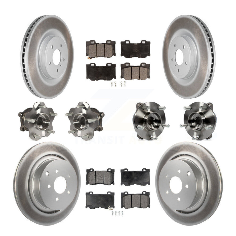 Front Rear Hub Bearings Coated Disc Brake Rotors And Pads Kit (10Pc) For INFINITI FX50 KBB-112730