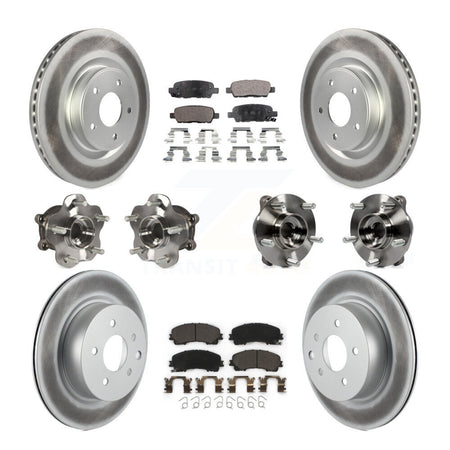Front Rear Hub Bearing Coated Brake Rotor Pads Kit (10Pc) For 2016-2017 INFINITI QX50 AWD KBB-112732