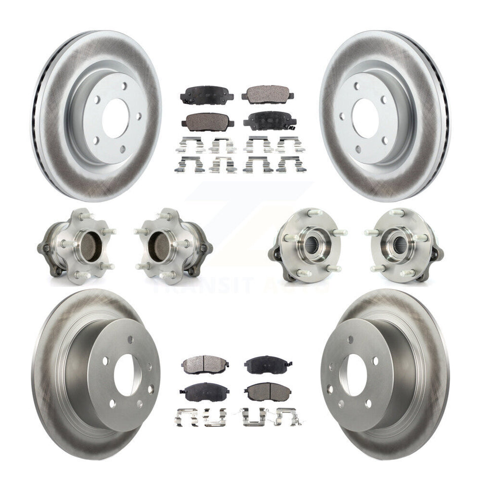 Front Rear Hub Bearings Assembly Coated Disc Brake Rotors And Ceramic Pads Kit (10Pc) For Nissan Altima KBB-112736