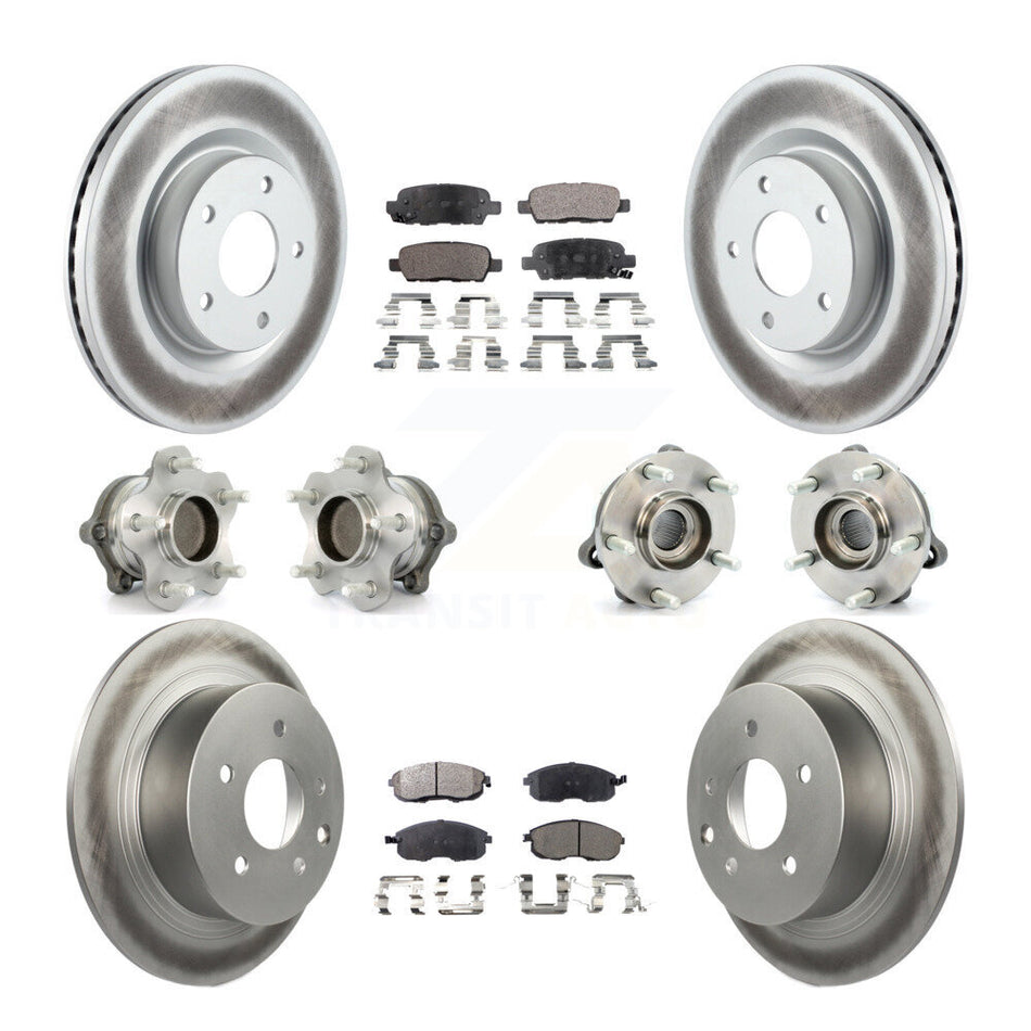 Front Rear Hub Bearings Assembly Coated Disc Brake Rotors And Ceramic Pads Kit (10Pc) For Nissan Altima KBB-112738
