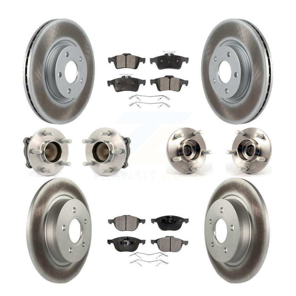 Front Rear Hub Bearings Assembly Coated Disc Brake Rotors And Ceramic Pads Kit (10Pc) For Volvo S40 C70 C30 V50 KBB-112761
