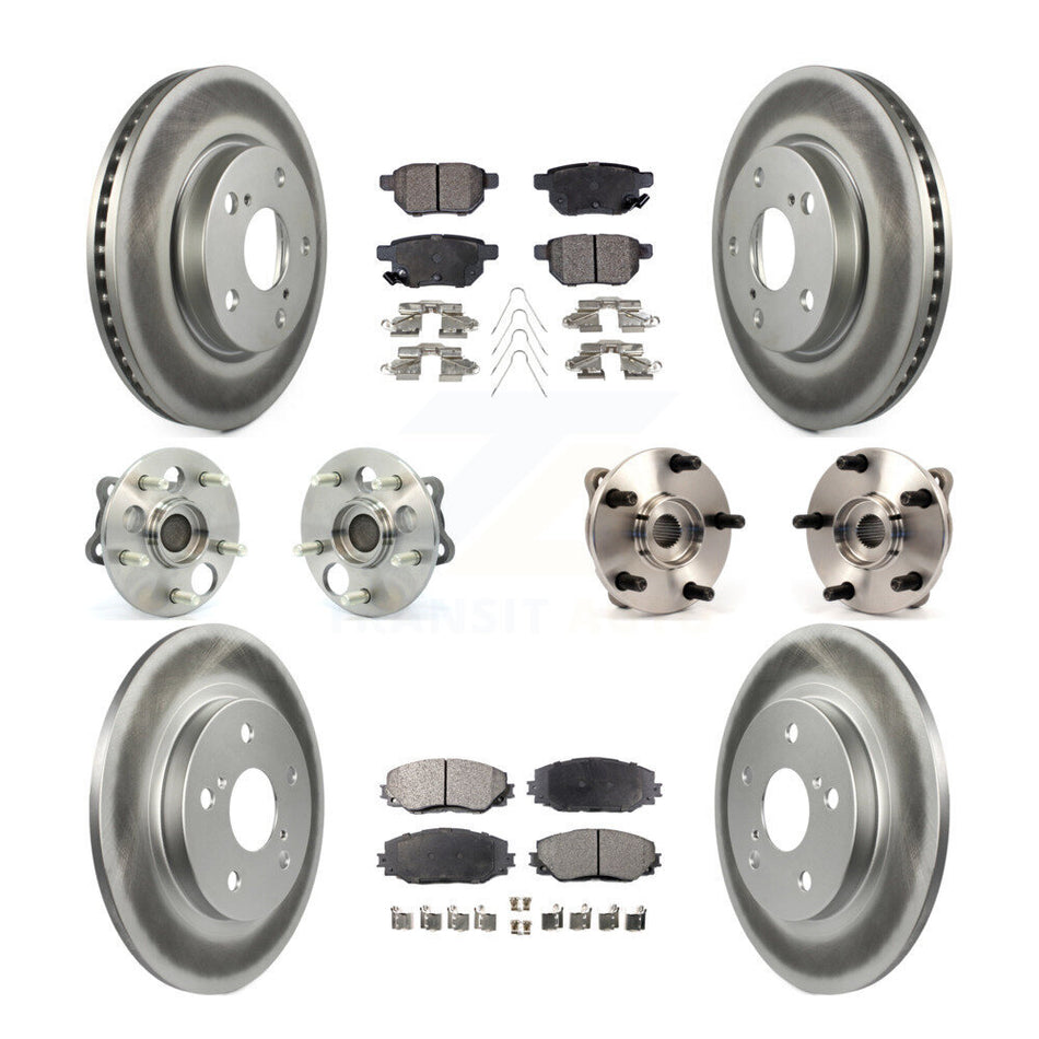 Front Rear Hub Bearings Assembly Coated Disc Brake Rotors And Ceramic Pads Kit (10Pc) For 2008-2015 Scion xB KBB-112769