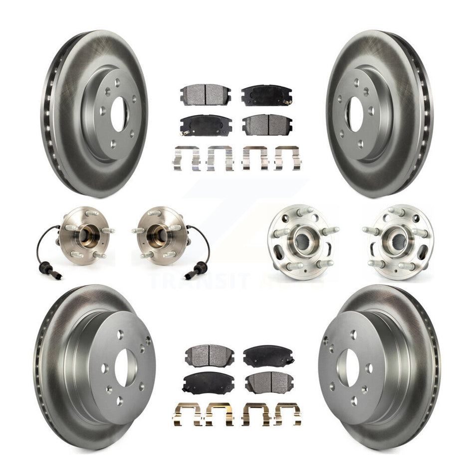 Front Rear Hub Bearings Assembly Coated Disc Brake Rotors And Ceramic Pads Kit (10Pc) For 2010-2017 Chevrolet Equinox GMC Terrain KBB-112776
