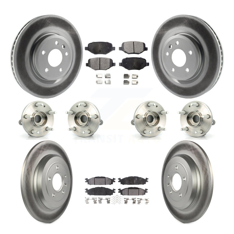 Front Rear Hub Bearings Assembly Coated Disc Brake Rotors And Ceramic Pads Kit (10Pc) For Ford Explorer KBB-112778