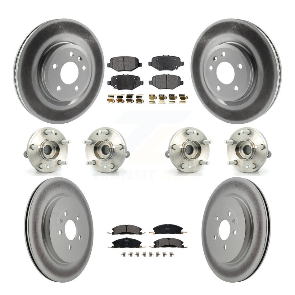 Front Rear Hub Bearings Assembly Coated Disc Brake Rotors And Ceramic Pads Kit (10Pc) For 2013 Ford Explorer Sport With Heavy Duty Brakes KBB-112780
