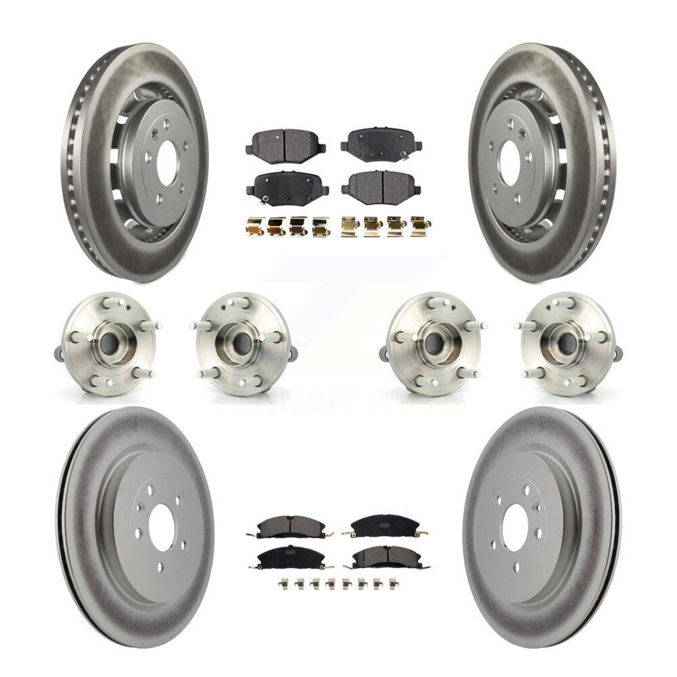 Front Rear Hub Bearings Assembly Coated Disc Brake Rotors And Ceramic Pads Kit (10Pc) For Ford Explorer KBB-112783