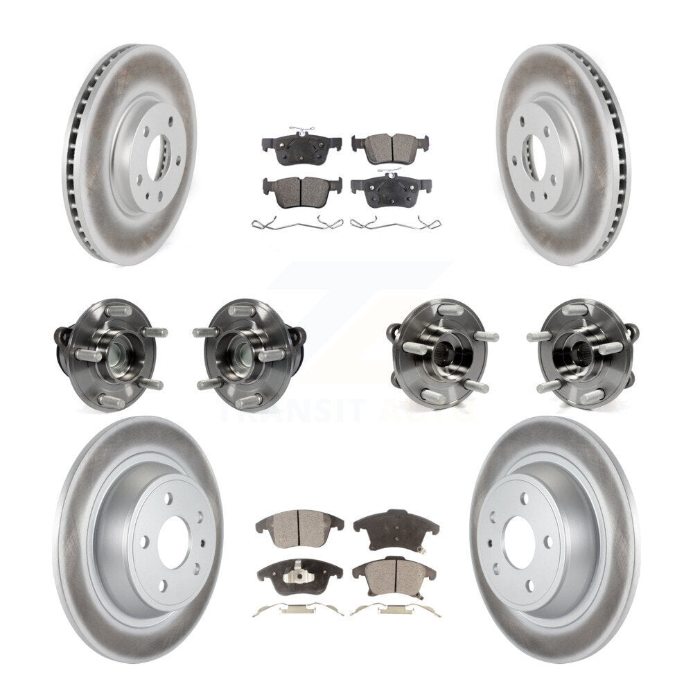 Front Rear Hub Bearing Coated Disc Brake Rotor Pad Kit (10Pc) For Ford Fusion Lincoln MKZ KBB-112784