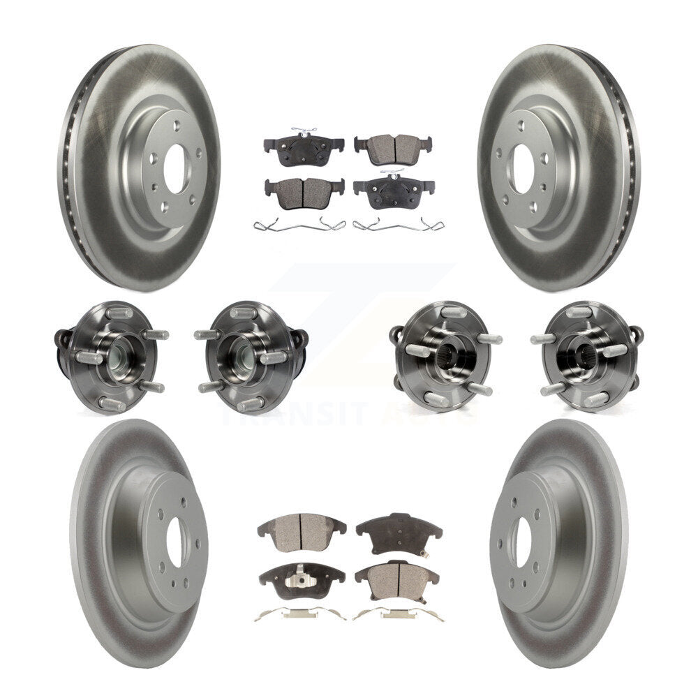 Front Rear Hub Bearing Coated Disc Brake Rotor Pad Kit (10Pc) For Ford Fusion Lincoln MKZ KBB-112785