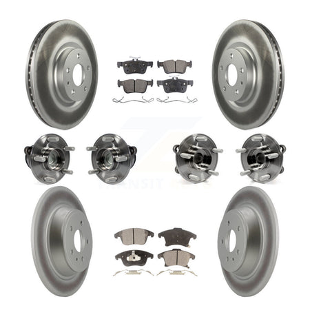 Front Rear Hub Bearing Coated Disc Brake Rotor Pad Kit (10Pc) For Ford Fusion Lincoln MKZ KBB-112785