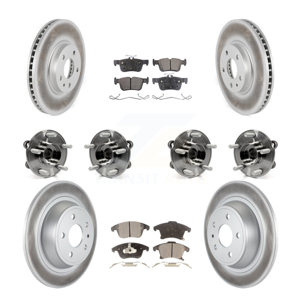 Front Rear Hub Bearing Coated Disc Brake Rotor And Ceramic Pad Kit (10Pc) For Ford Fusion KBB-112786