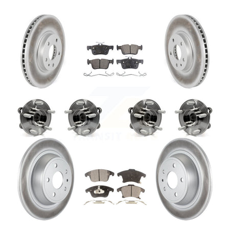 Front Rear Hub Bearing Coated Disc Brake Rotor And Ceramic Pad Kit (10Pc) For Ford Fusion KBB-112786