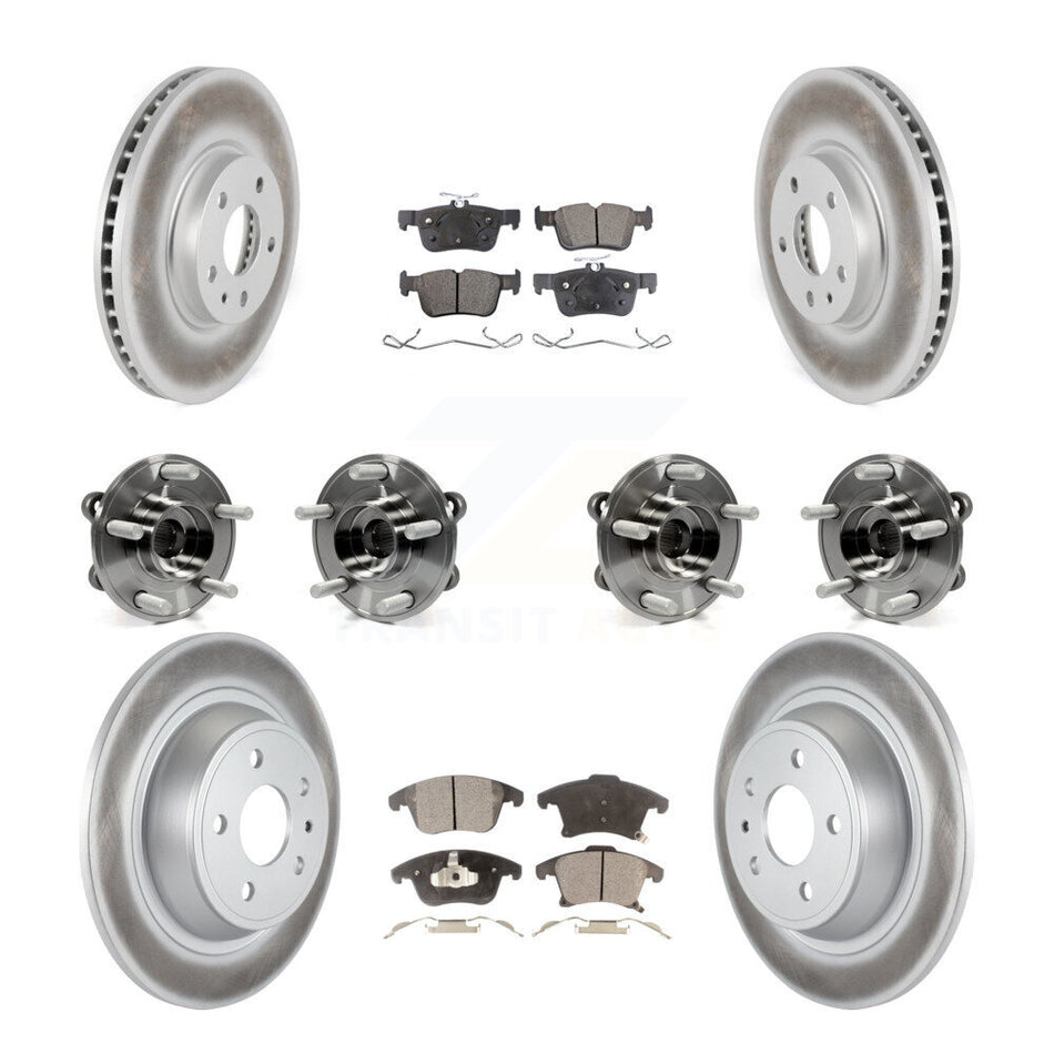 Front Rear Hub Bearing Coated Disc Brake Rotor And Ceramic Pad Kit (10Pc) For Ford Fusion KBB-112786