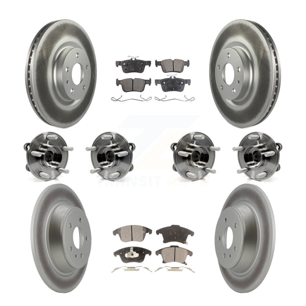 Front Rear Hub Bearing Coated Disc Brake Rotor And Ceramic Pad Kit (10Pc) For Lincoln MKZ KBB-112787