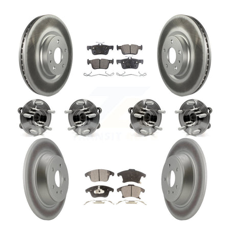 Front Rear Hub Bearing Coated Disc Brake Rotor And Ceramic Pad Kit (10Pc) For Lincoln MKZ KBB-112787