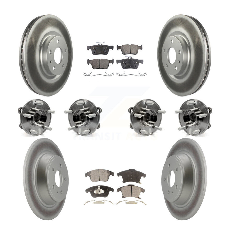 Front Rear Hub Bearing Coated Disc Brake Rotor And Ceramic Pad Kit (10Pc) For Lincoln MKZ KBB-112787