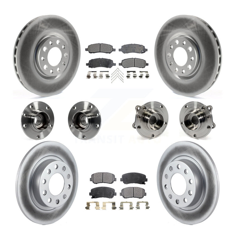 Front Rear Hub Bearings Assembly Coated Disc Brake Rotors And Ceramic Pads Kit (10Pc) For 2013-2016 Dodge Dart KBB-112790