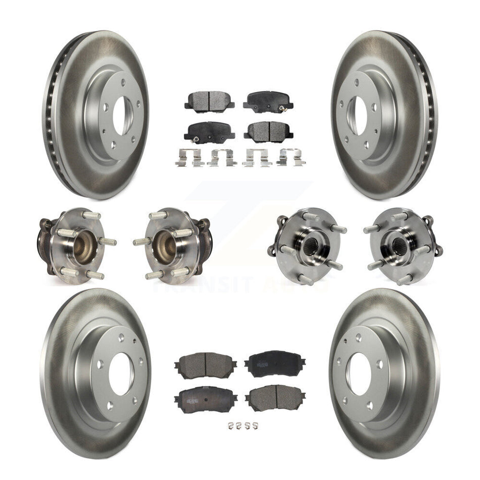 Front Rear Hub Bearings Assembly Coated Disc Brake Rotors And Ceramic Pads Kit (10Pc) For Mazda 6 KBB-112797
