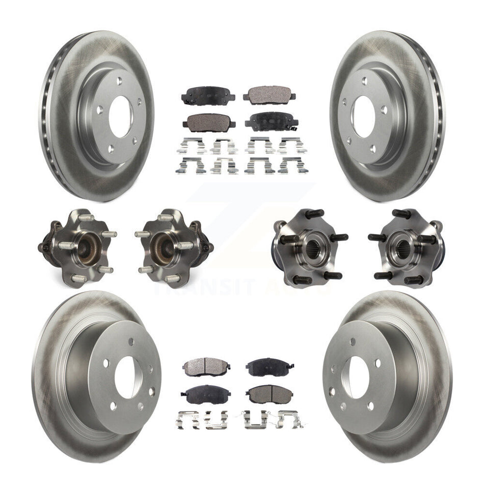 Front Rear Hub Bearings Assembly Coated Disc Brake Rotors And Ceramic Pads Kit (10Pc) For Nissan Sentra KBB-112802
