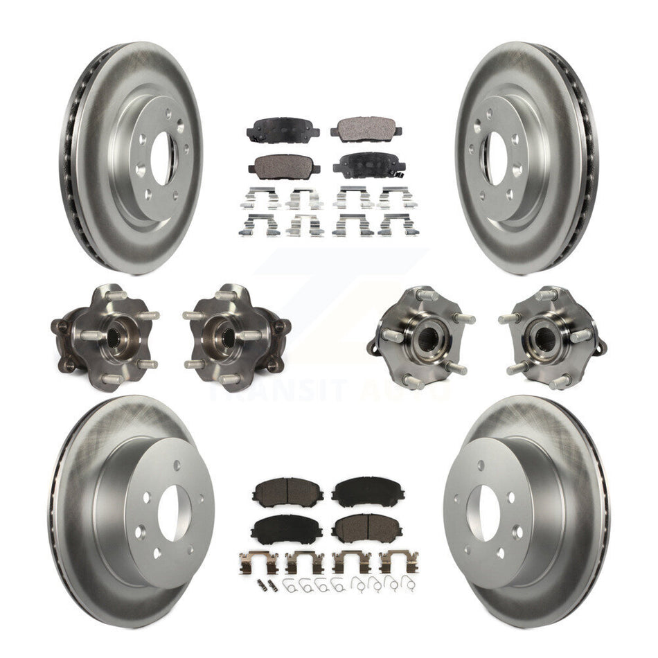Front Rear Hub Bearings Assembly Coated Disc Brake Rotors And Ceramic Pads Kit (10Pc) For Nissan Rogue Sport Qashqai KBB-112808