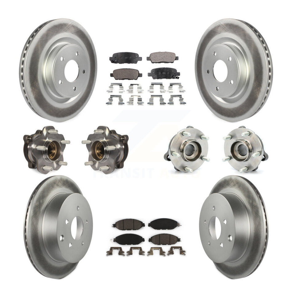 Front Rear Hub Bearings Assembly Coated Disc Brake Rotors And Ceramic Pads Kit (10Pc) For Nissan Pathfinder Murano INFINITI QX60 JX35 KBB-112814