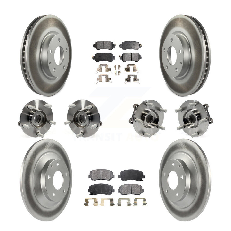 Front Rear Hub Bearings Assembly Coated Disc Brake Rotors And Ceramic Pads Kit (10Pc) For Mazda CX-5 AWD KBB-112818