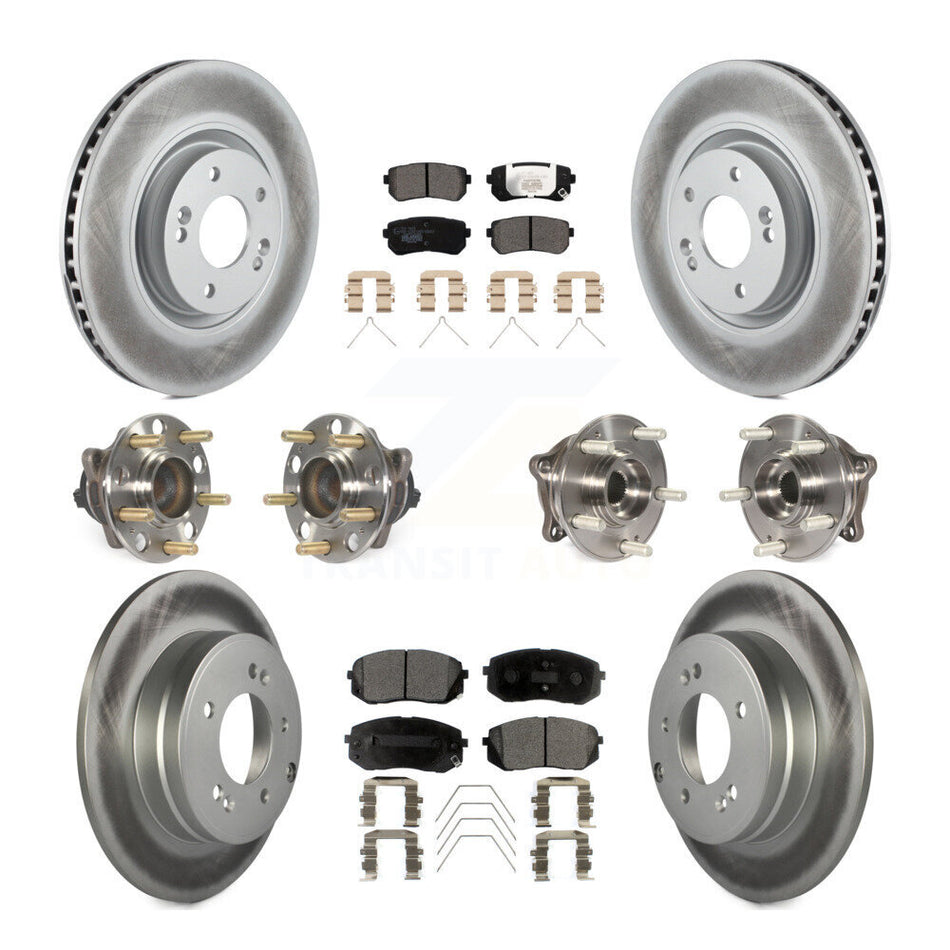Front Rear Hub Bearings Assembly Coated Disc Brake Rotors And Ceramic Pads Kit (10Pc) For Kia Optima With Manual Parking KBB-112822