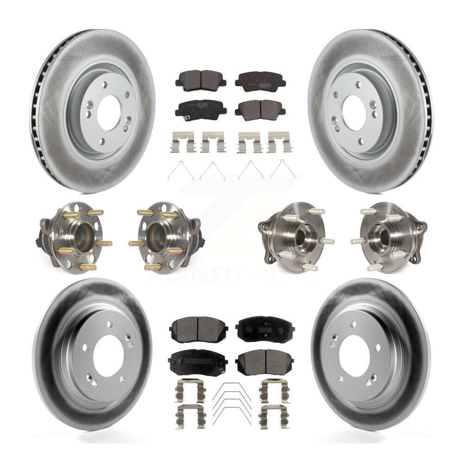 Front Rear Hub Bearings Assembly Coated Disc Brake Rotors And Ceramic Pads Kit (10Pc) For Kia Optima With Electric Parking KBB-112824