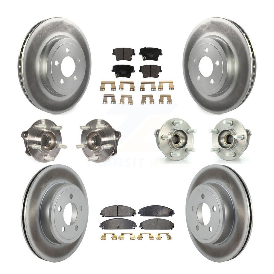 Front Rear Hub Bearings Assembly Coated Disc Brake Rotors And Ceramic Pads Kit (10Pc) For Dodge Charger Chrysler 300 Challenger KBB-112831