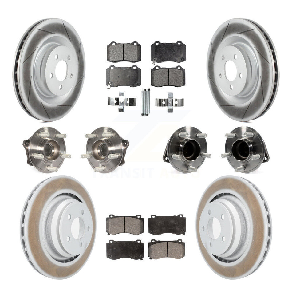 Front Rear Hub Bearings Assembly Coated Disc Brake Rotors And Ceramic Pads Kit (10Pc) For Dodge Charger Challenger KBB-112836