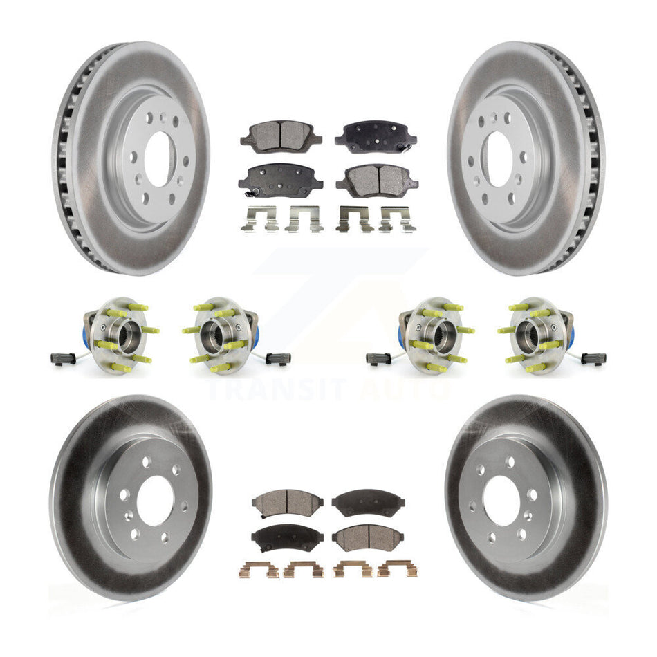 Front Rear Hub Bearings Assembly Coated Disc Brake Rotors And Ceramic Pads Kit (10Pc) For 2006 Saturn Relay AWD With FE1 Suspension FE2 FE3 KBB-112864