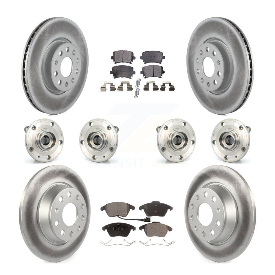 Front Rear Hub Bearings Assembly Coated Disc Brake Rotors And Ceramic Pads Kit (10Pc) For Volkswagen Passat Audi A3 Quattro KBB-112865