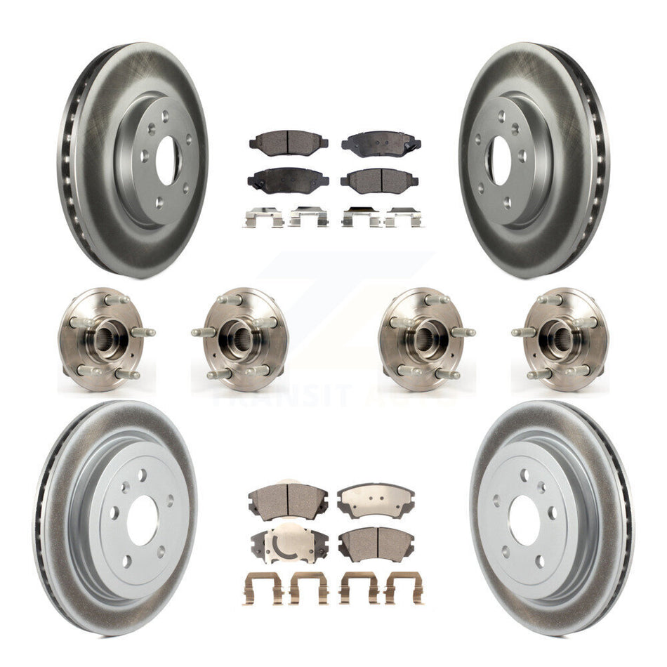 Front Rear Hub Bearings Assembly Coated Disc Brake Rotors And Ceramic Pads Kit (10Pc) For Chevrolet Camaro KBB-112888