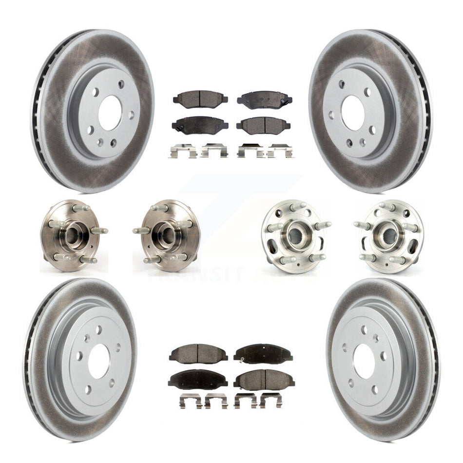 Front Rear Hub Bearings Assembly Coated Disc Brake Rotors And Ceramic Pads Kit (10Pc) For Cadillac CTS Without Heavy Duty Brakes KBB-112890