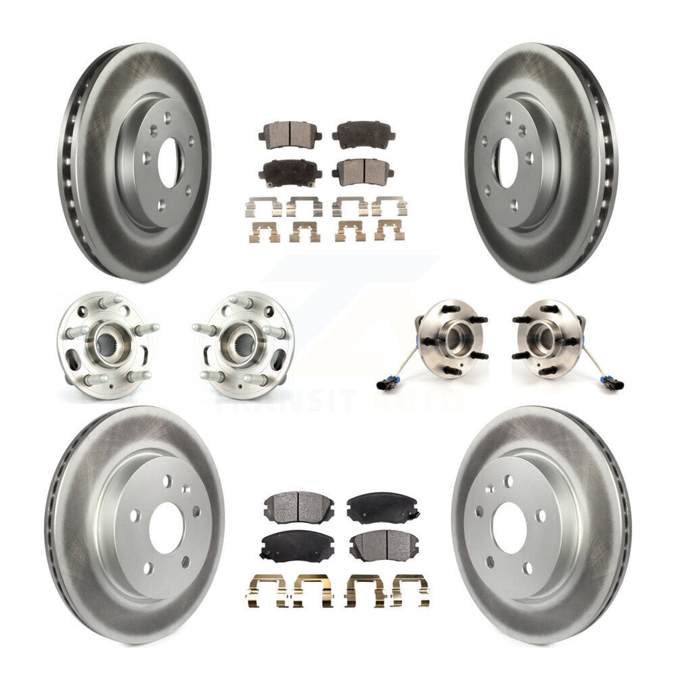 Front Rear Hub Bearings Assembly Coated Disc Brake Rotors And Ceramic Pads Kit (10Pc) For 2010 Buick Allure KBB-112891