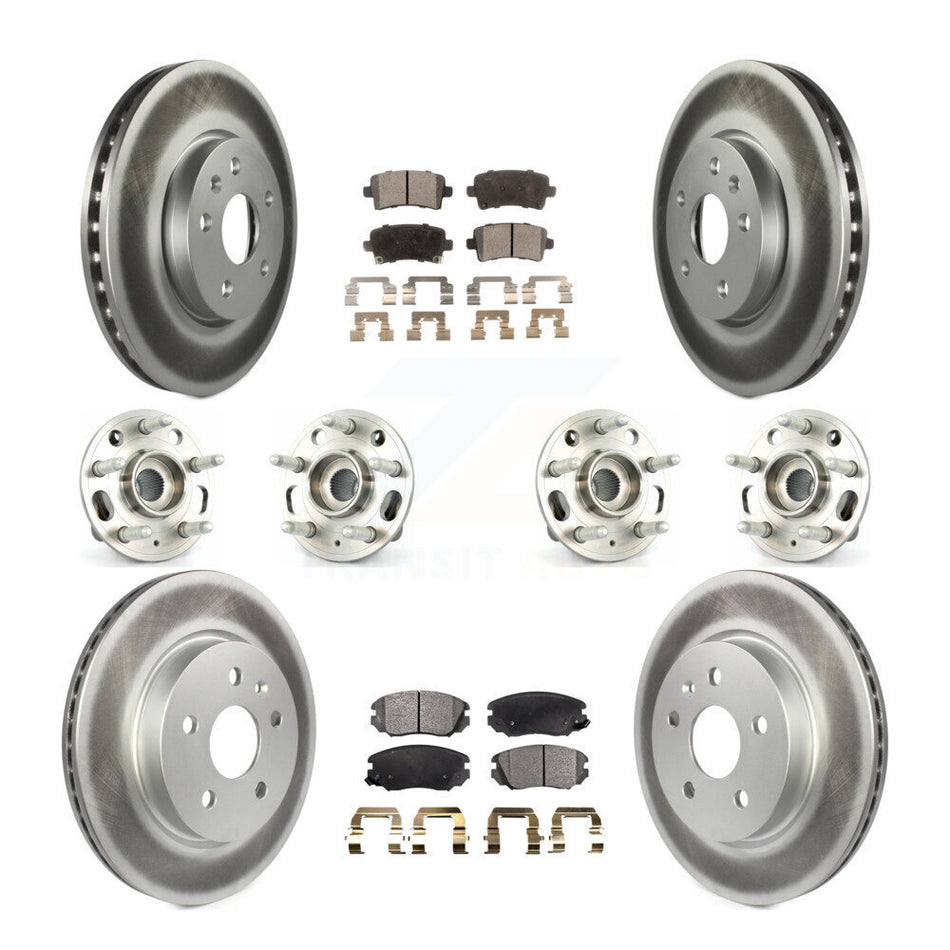 Front Rear Hub Bearings Assembly Coated Disc Brake Rotors And Ceramic Pads Kit (10Pc) For Chevrolet Malibu Impala Buick LaCrosse KBB-112892