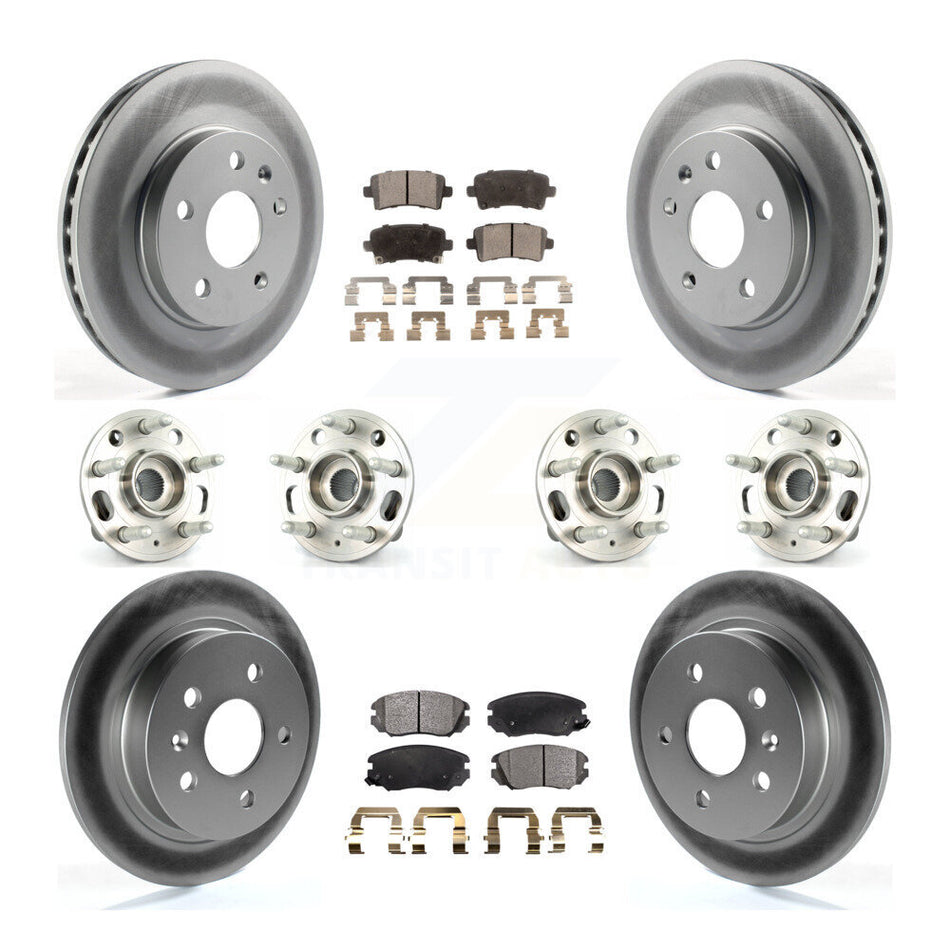 Front Rear Hub Bearings Assembly Coated Disc Brake Rotors And Ceramic Pads Kit (10Pc) For 2013-2015 Chevrolet Malibu Naturally Aspirated KBB-112893