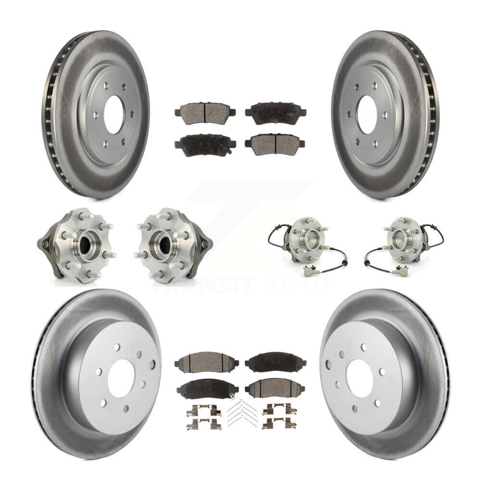 Front Rear Hub Bearings Assembly Coated Disc Brake Rotors And Ceramic Pads Kit (10Pc) For Nissan Pathfinder KBB-112898